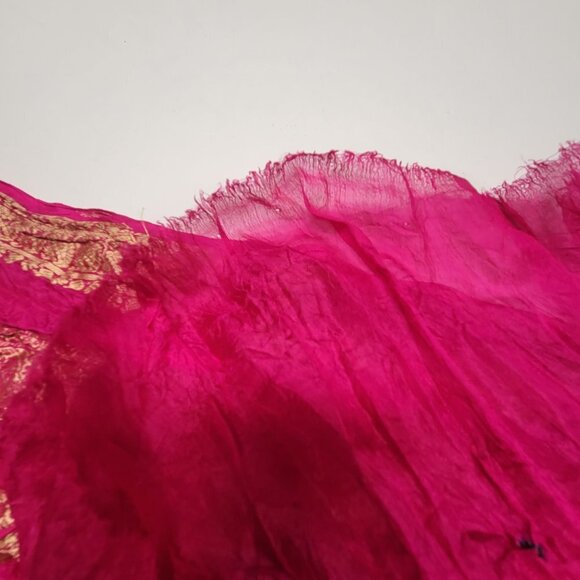 Silk Pink and Blue Scarf Silk Dupatta - Picture 6 of 8